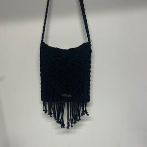 Rip Curl Black Crossbody Bag with Fringe Accents